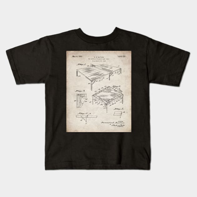 Table Tennis Patent - Tennis Art - Antique Kids T-Shirt by patentpress